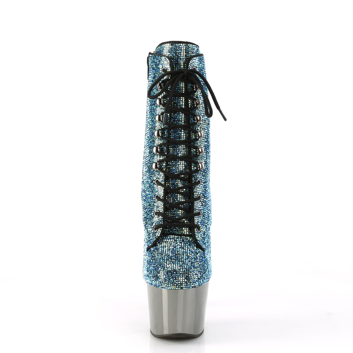 Pleaser Ankle Boots ADORE-1020CHRS Turquoise Multi RS/Pewter Chrome