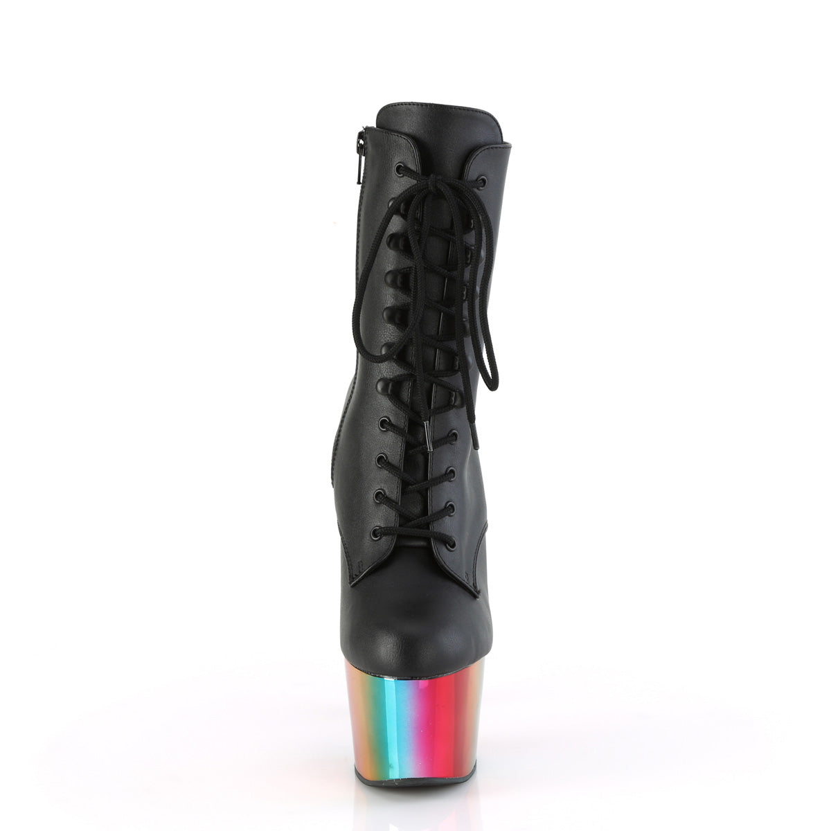 Pleaser Ankle Boots ADORE-1020RC Blk Faux Leather/Rainbow Chrome