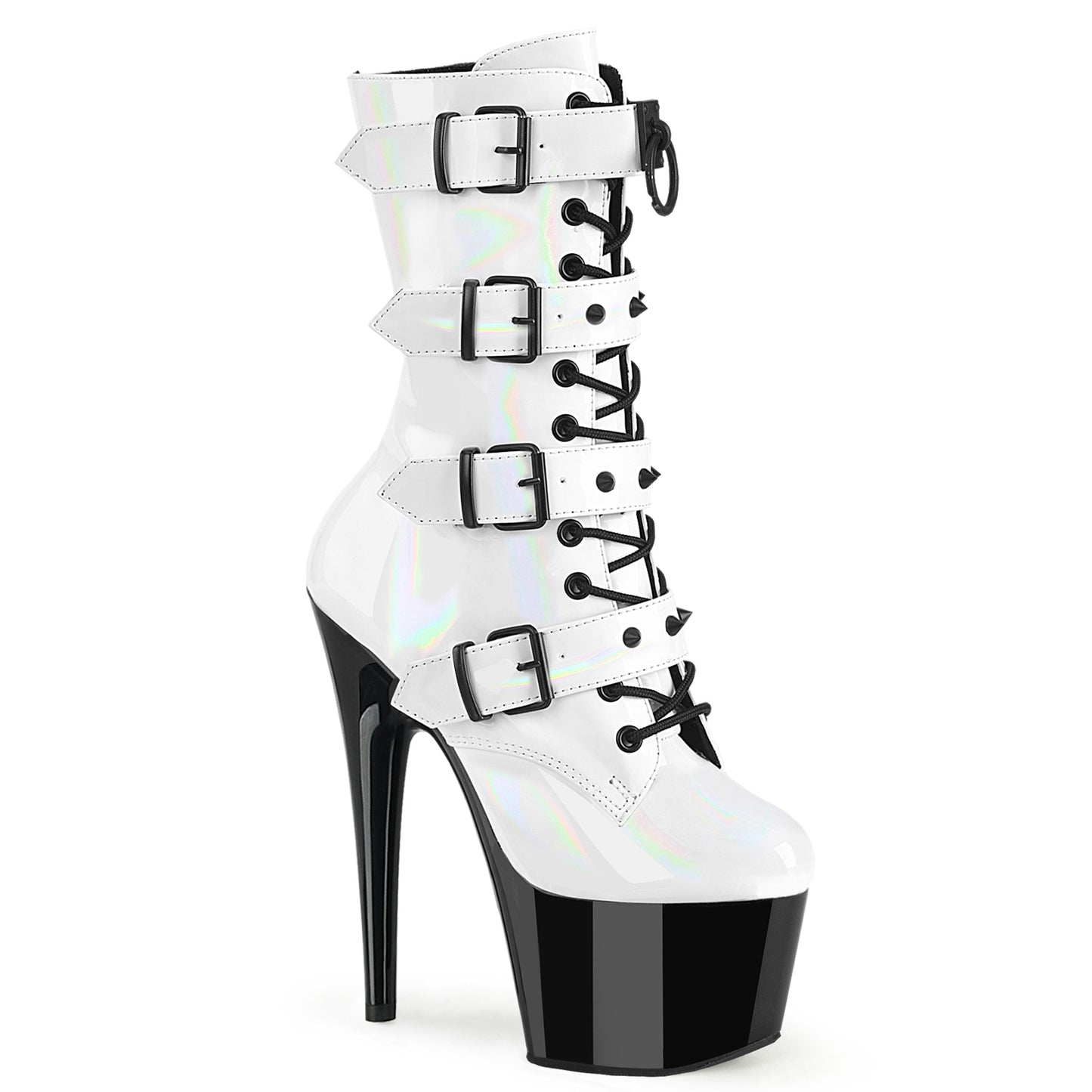 Pleaser ADORE-1046TT Wht Holo Pat/Blk