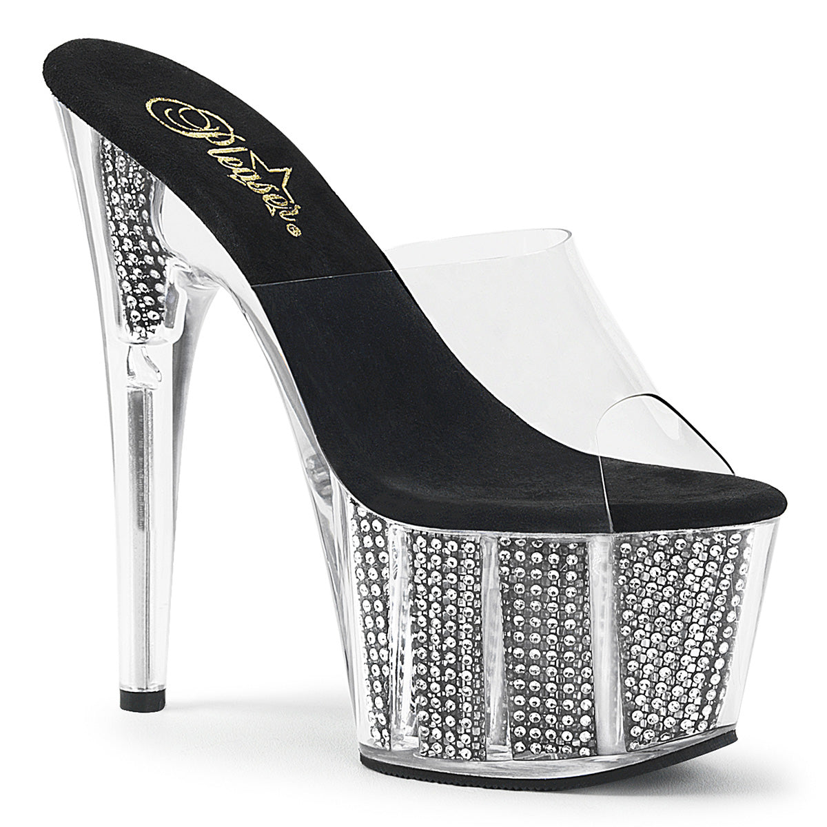 Pleaser Womens Sandals ADORE-701SRS Clr/Blk SRS