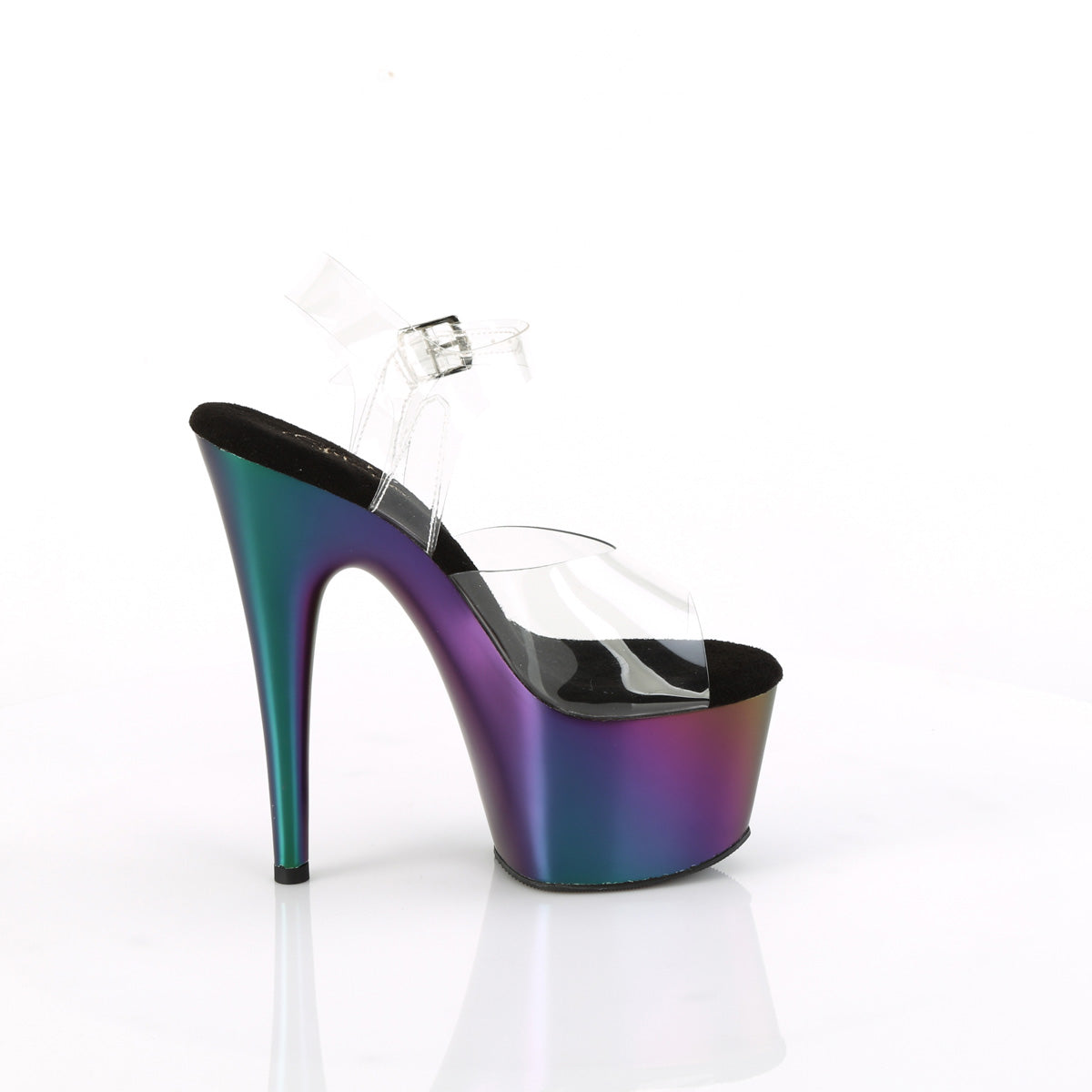 Pleaser ADORE-708MCH Clr/Purple-Green Matte Chrome