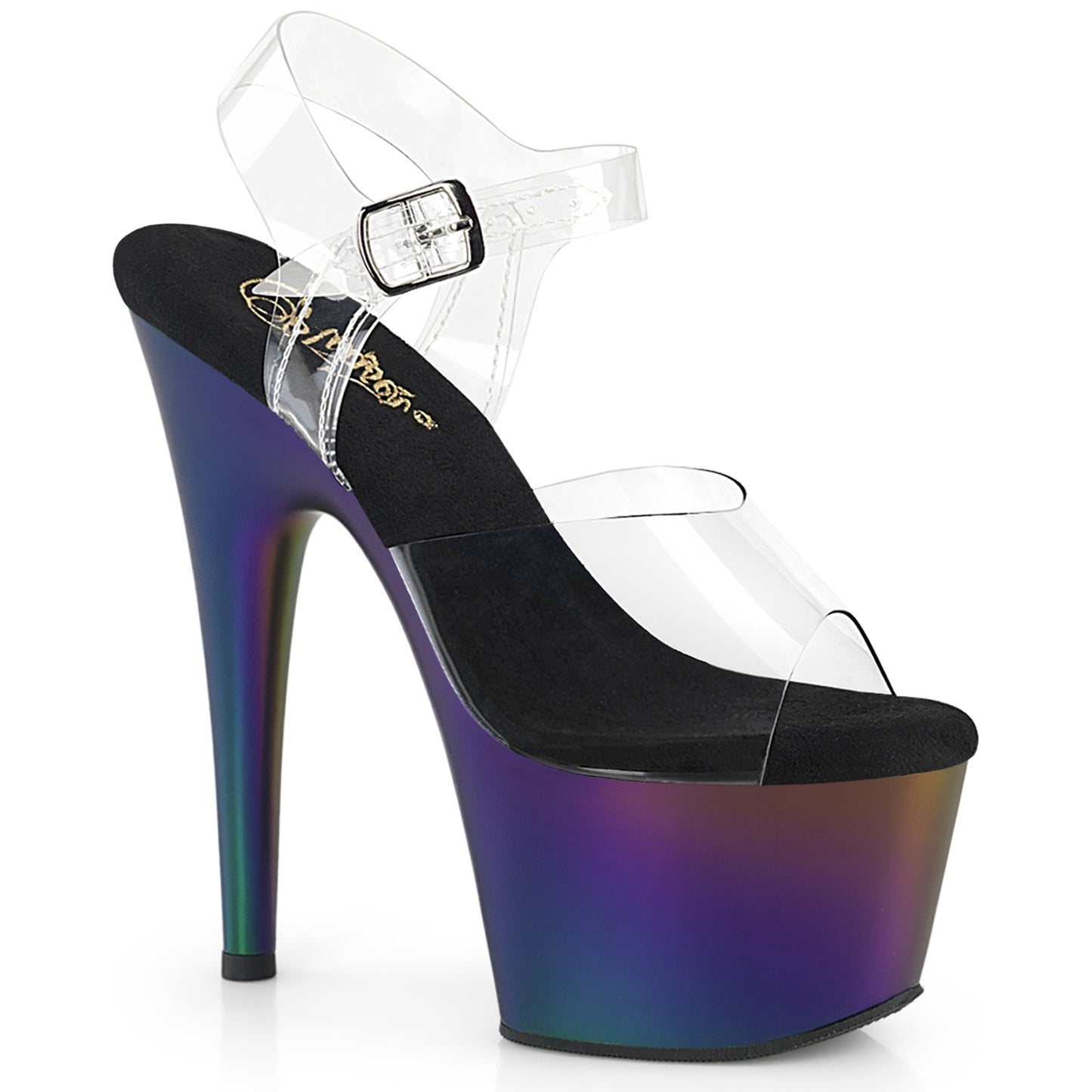 Pleaser ADORE-708MCH Clr/Purple-Green Matte Chrome