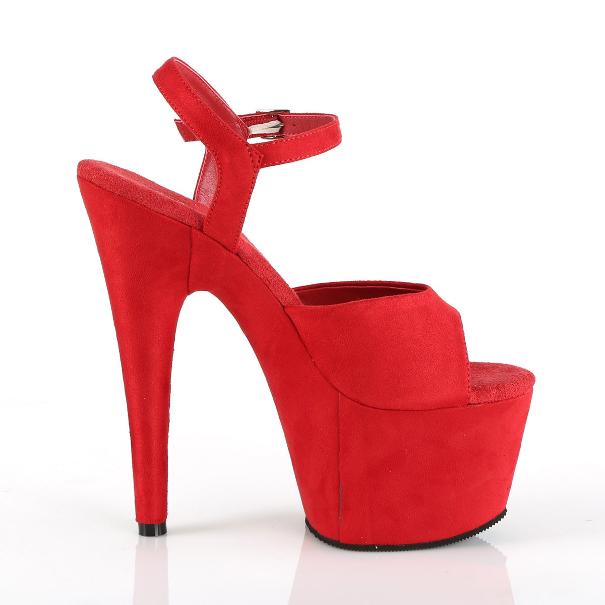 Pleaser Womens Sandals ADORE-709FS Red Faux Suede/Red Faux Suede