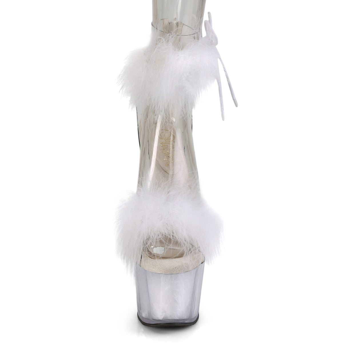 Pleaser Womens Sandals ADORE-724F Clr-Wht Fur/Wht Fur