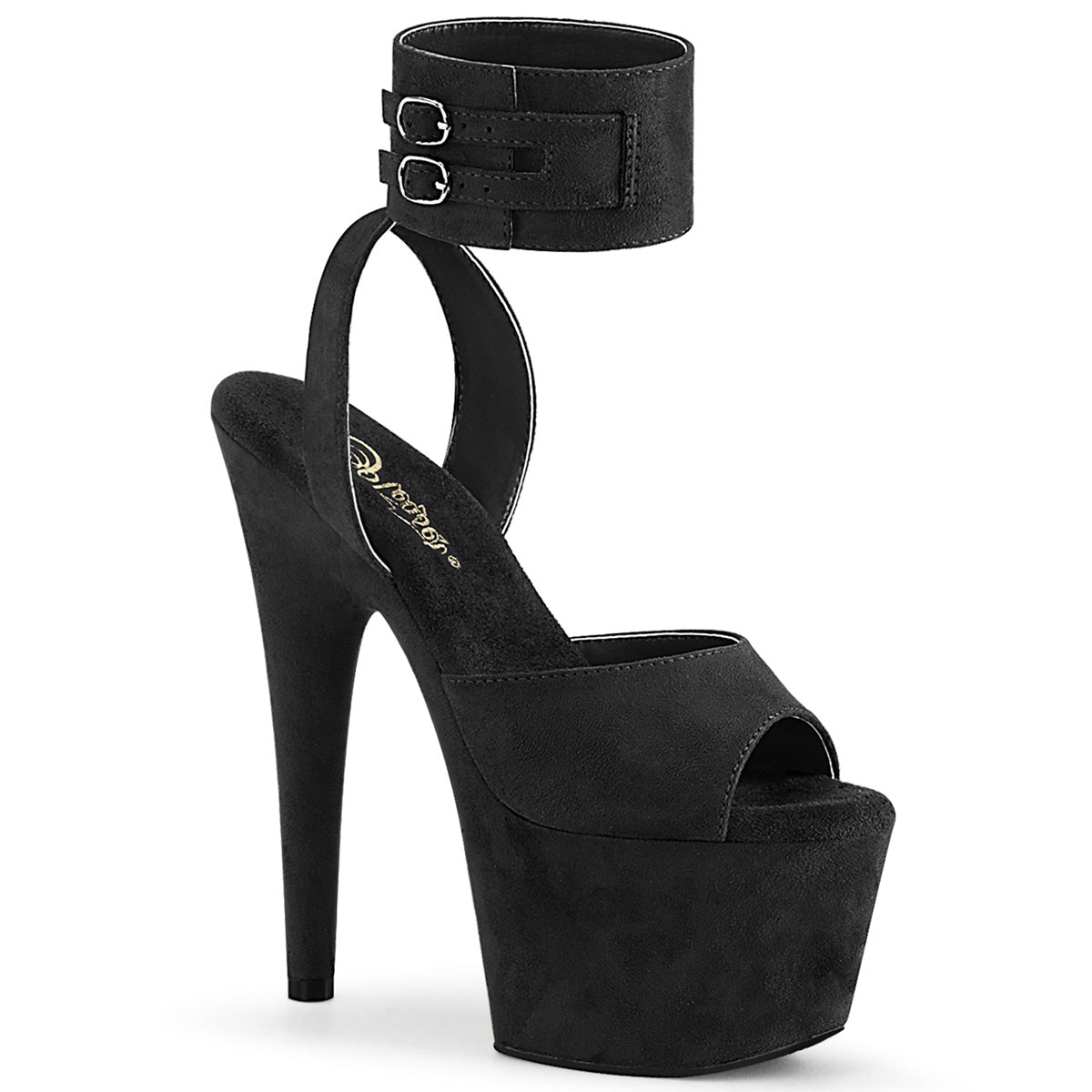 Pleaser Womens Sandals ADORE-791FS Blk Faux Suede/Blk Faux Suede