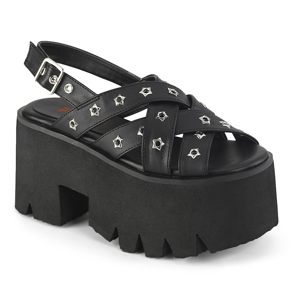 DemoniaCult Sandals ASHES-12 Blk Vegan Leather