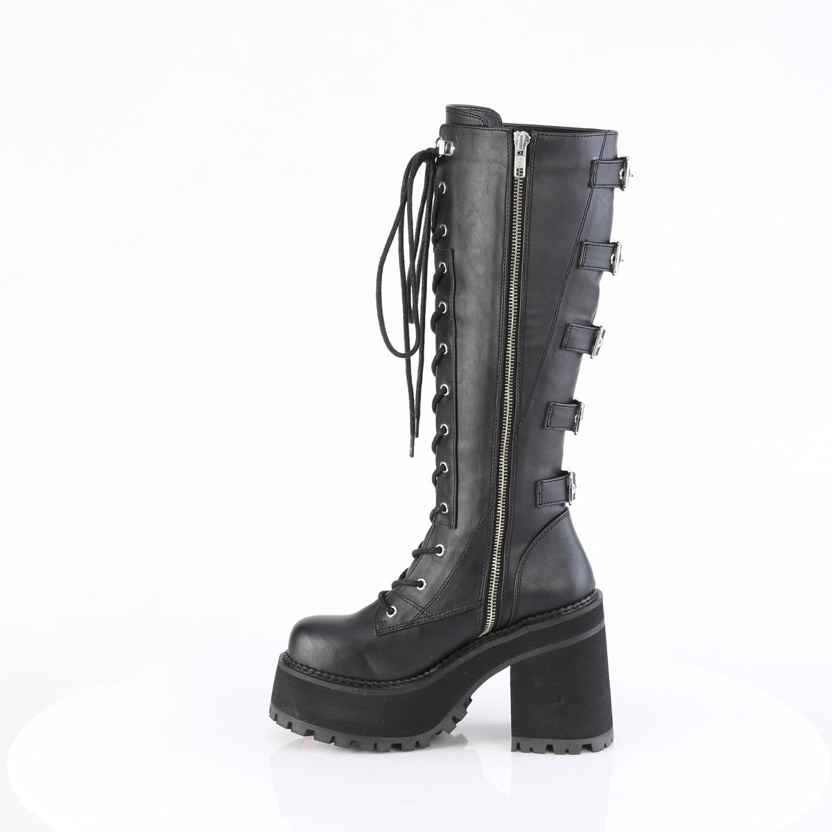 DemoniaCult ASSAULT-218 Blk Vegan Leather