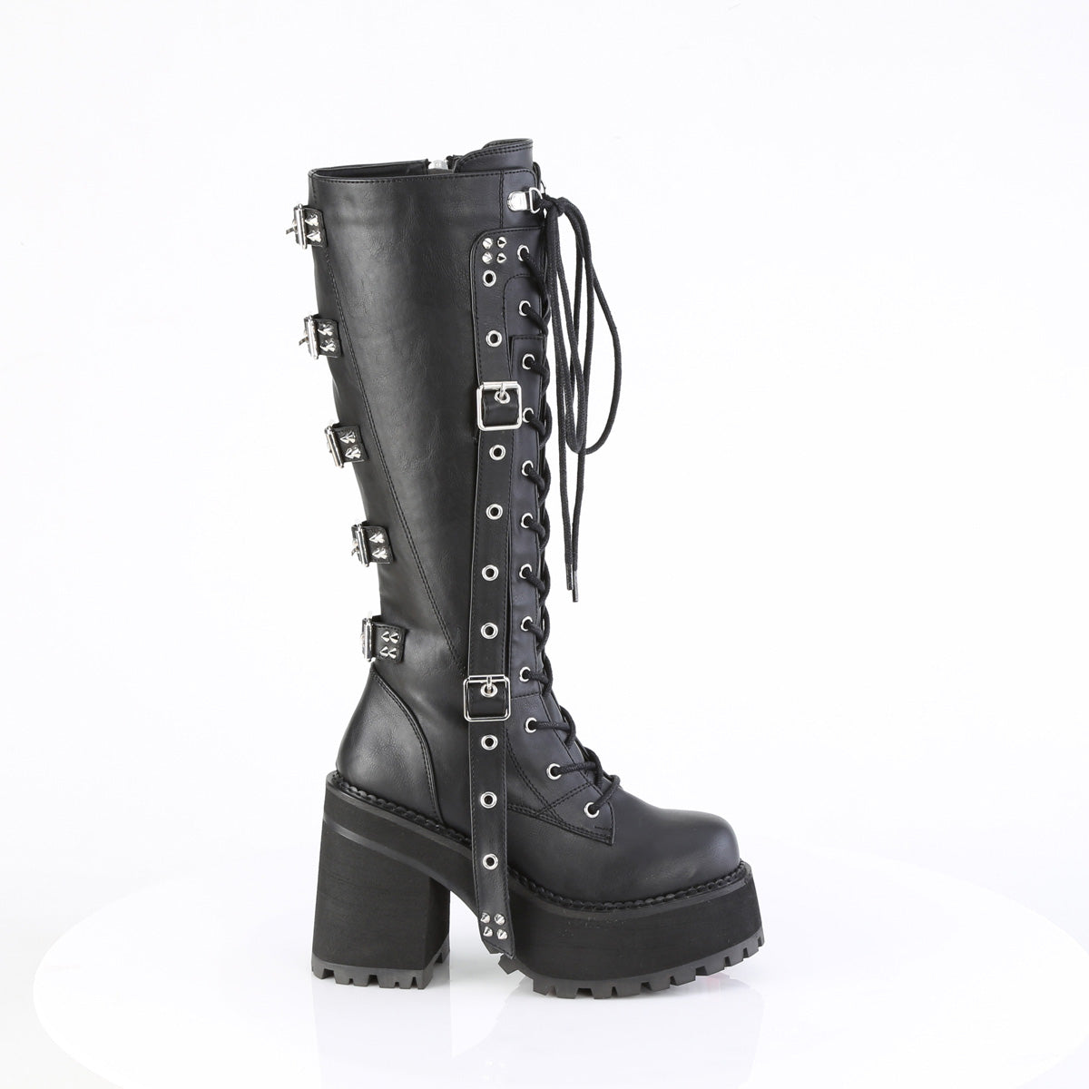 DemoniaCult ASSAULT-218 Blk Vegan Leather