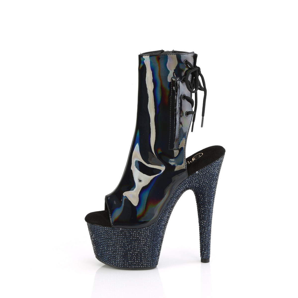 Pleaser Ankle Boots BEJEWELED-1018DM-7 Blk Holo Pat/Midnight Blk RS