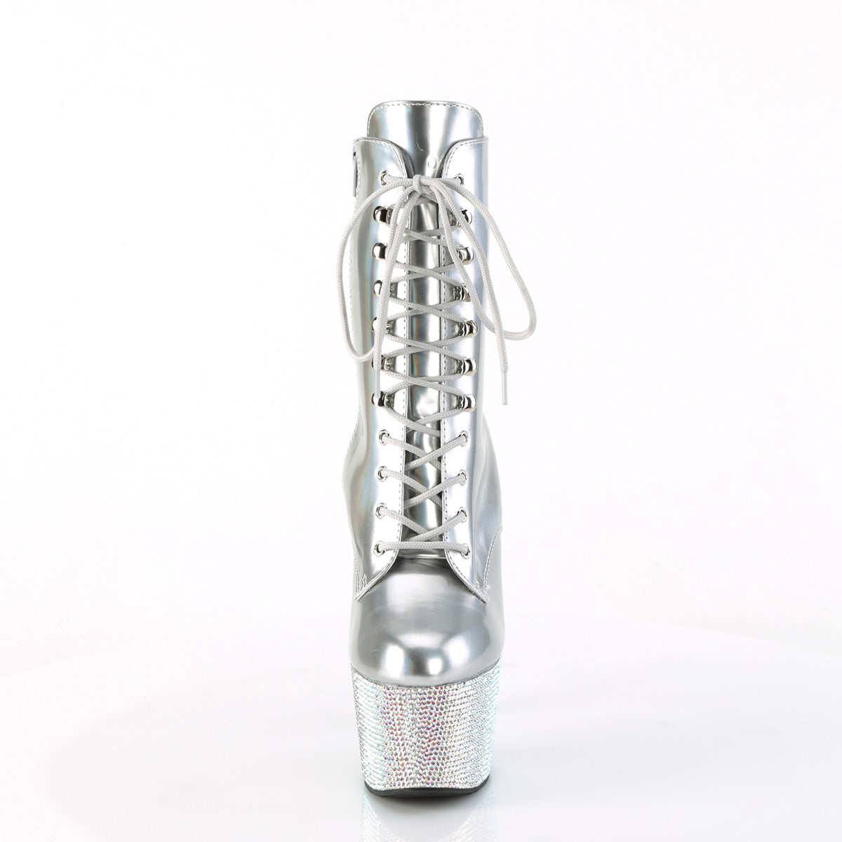 Pleaser Ankle Boots BEJEWELED-1020-7 Slv Holo Pat/Slv AB RS