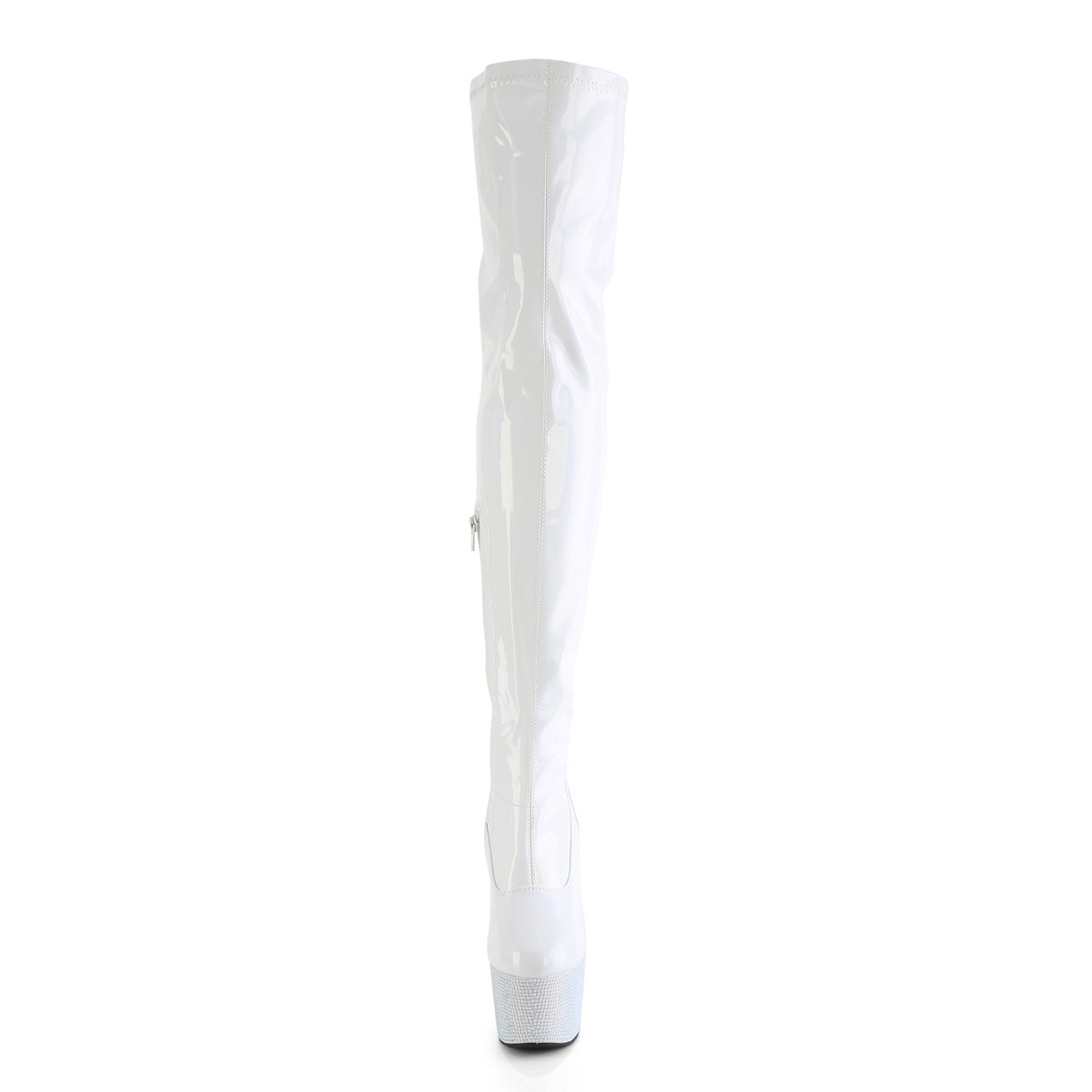 Pleaser Boots BEJEWELED-3000-7 Wht Str Holo Pat/Wht RS