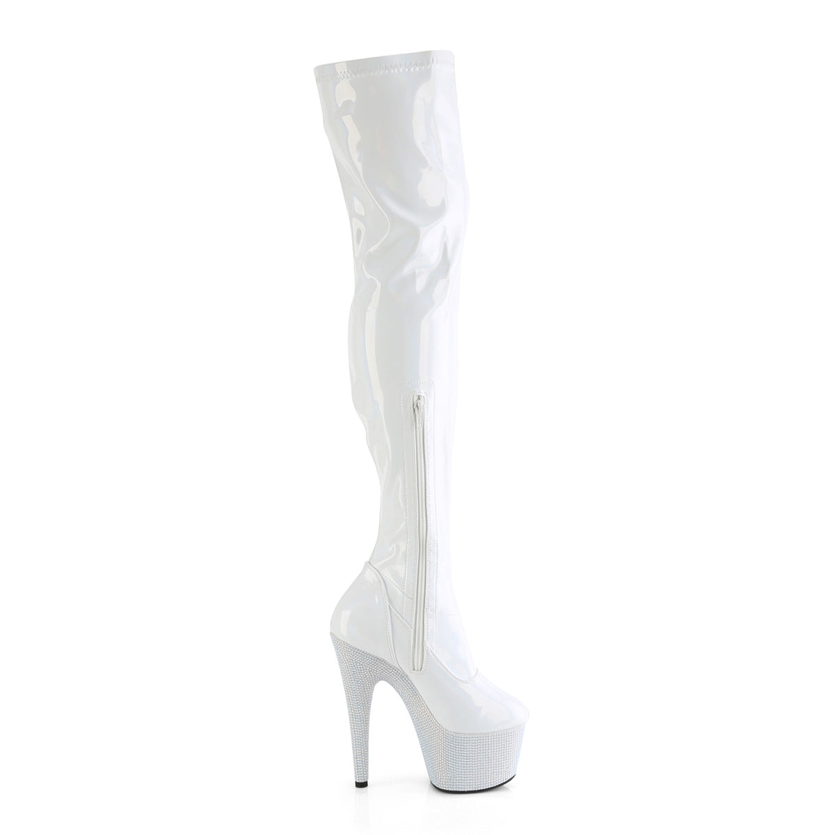 Pleaser Boots BEJEWELED-3000-7 Wht Str Holo Pat/Wht RS