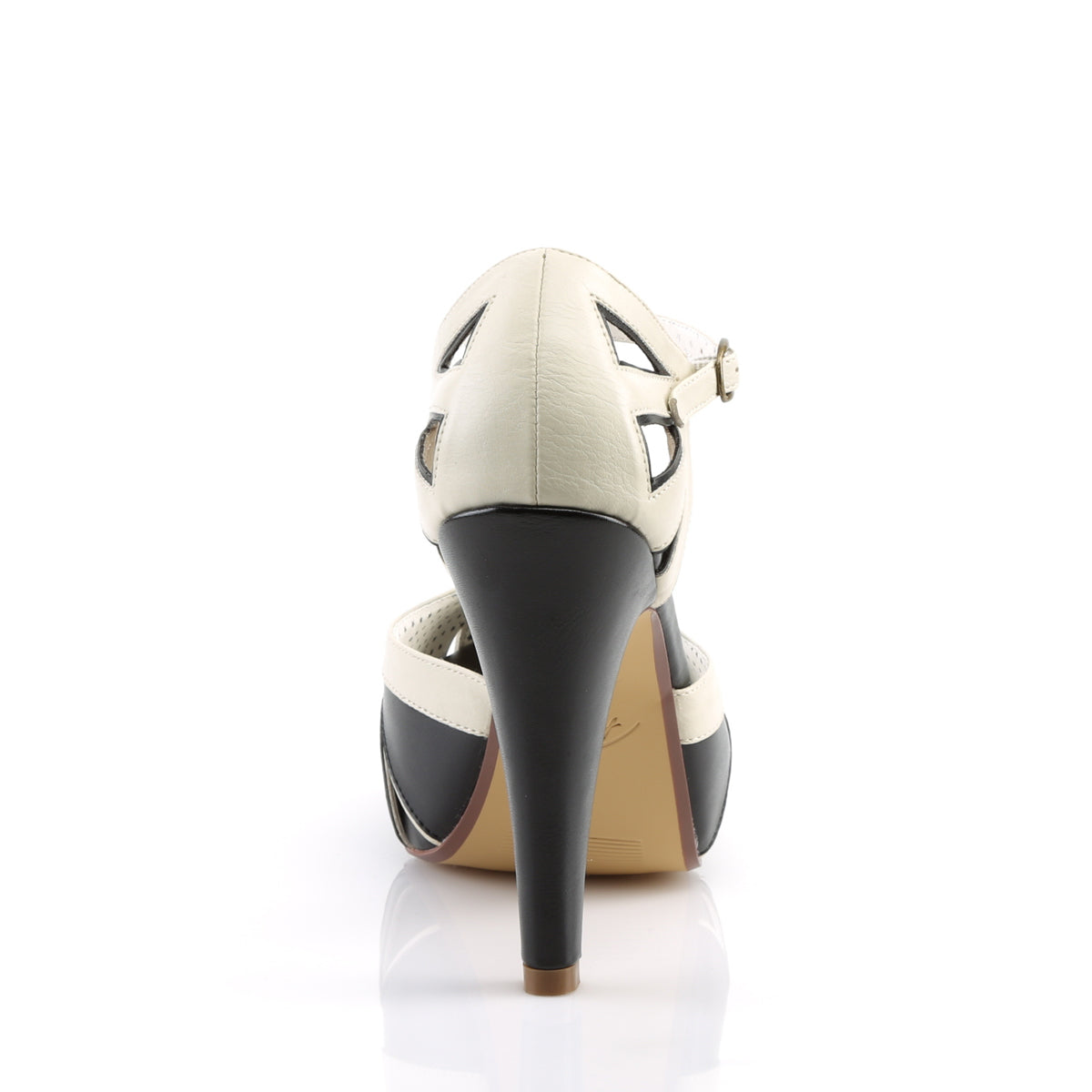 Pin Up Couture Womens Pumps BETTIE-25 Blk-Cream Faux Leather