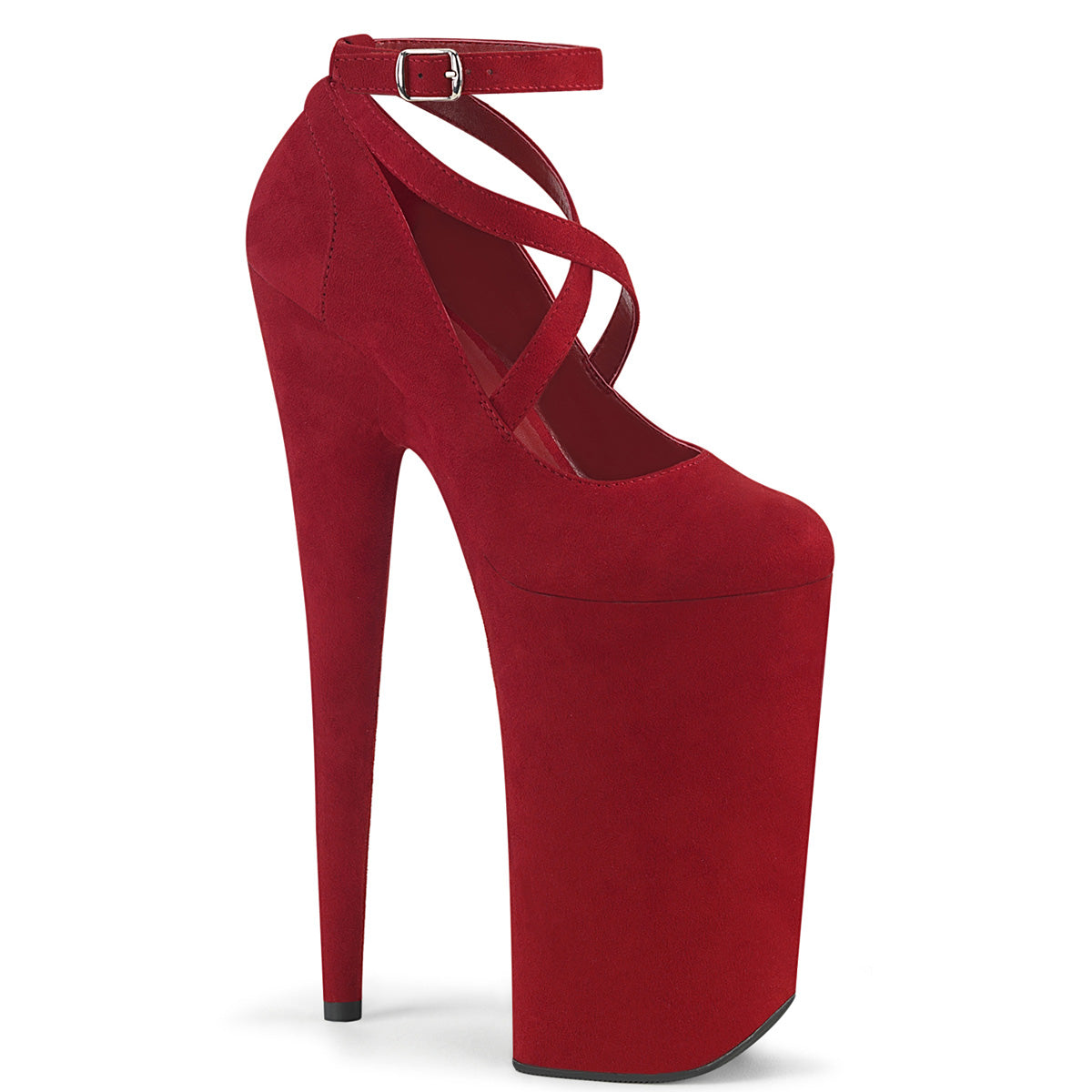 Pleaser Womens Sandals BEYOND-087FS Red Faux Suede/Red Faxu Suede
