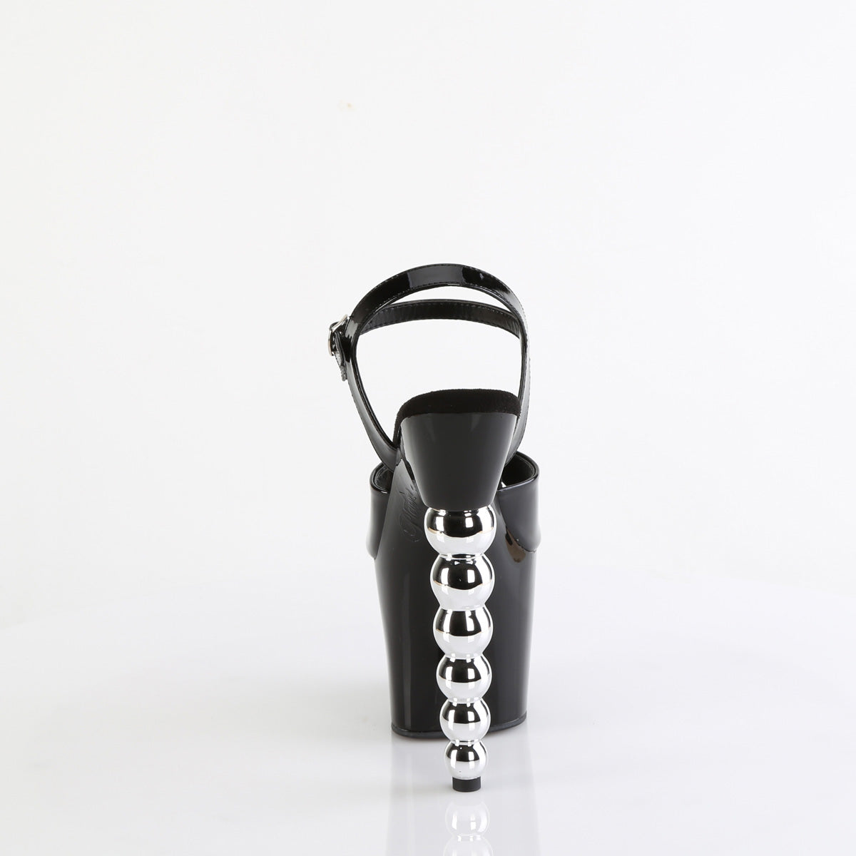 Pleaser BLISS-709 Blk Pat/Blk-Slv Chrome
