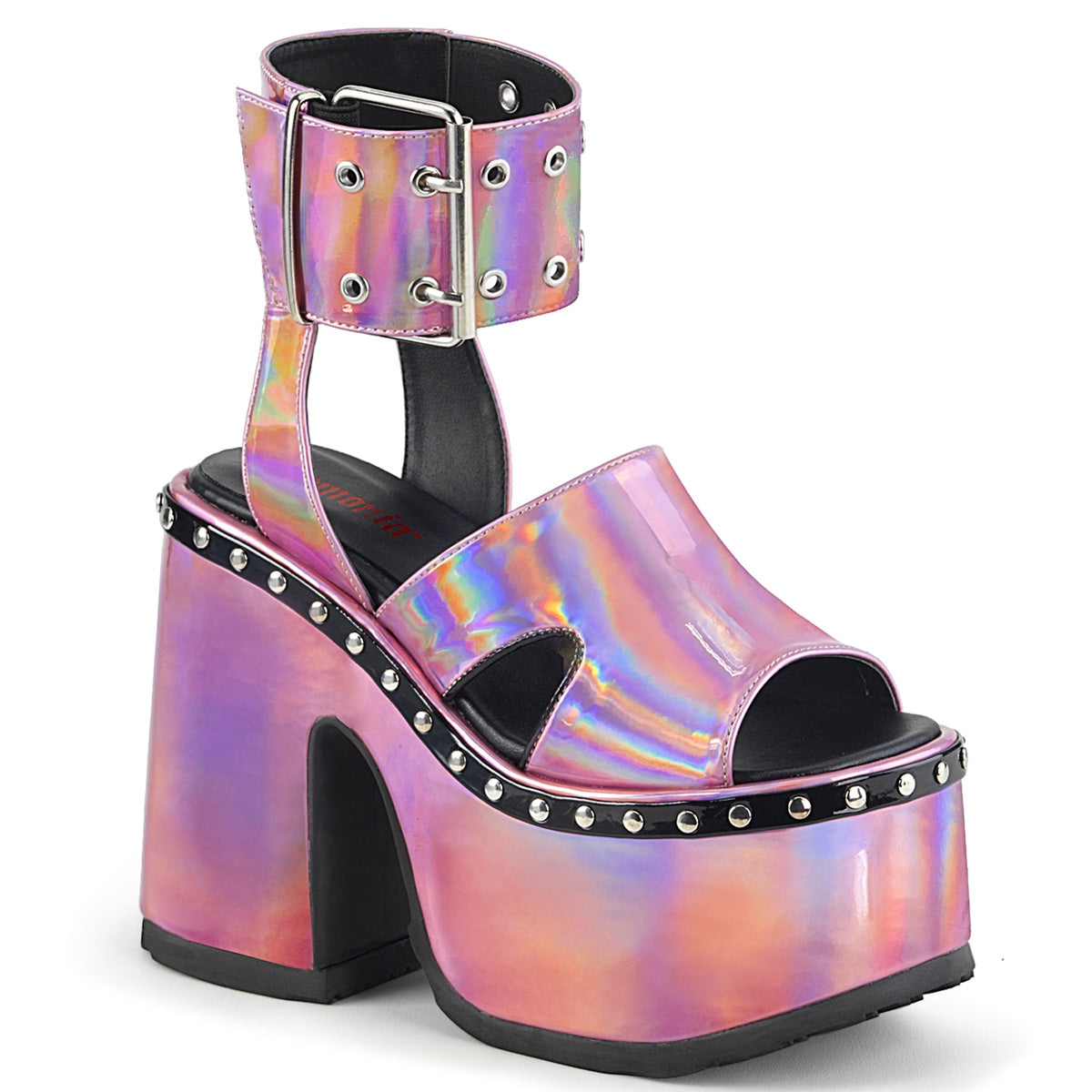 DemoniaCult Womens Sandals CAMEL-102 Pink Hologram