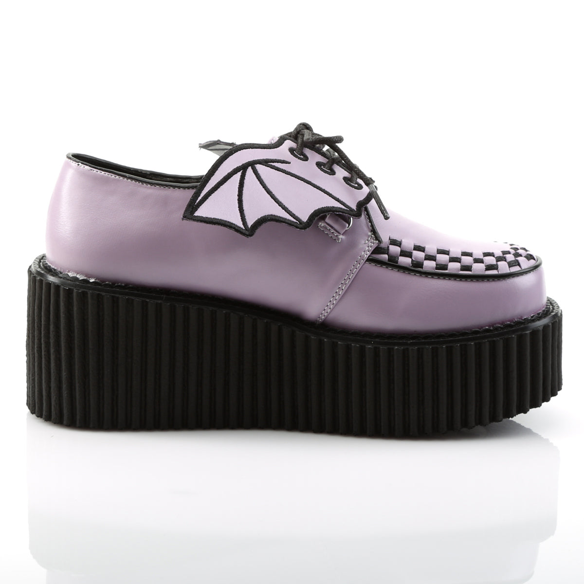 DemoniaCult Womens Low Shoe CREEPER-205 Lavender Vegan Leather