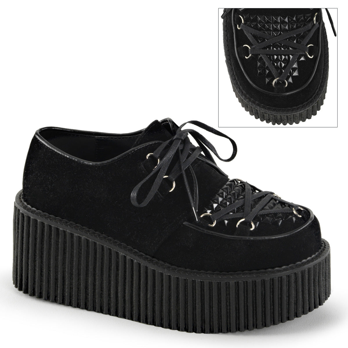 DemoniaCult Womens Low Shoe CREEPER-216 Blk Vegan Suede