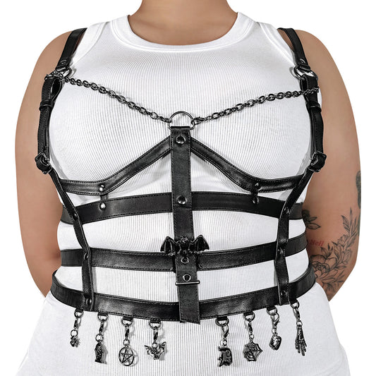 DemoniaCult Women's Clothing DA-118-LXL Blk Faux Leather