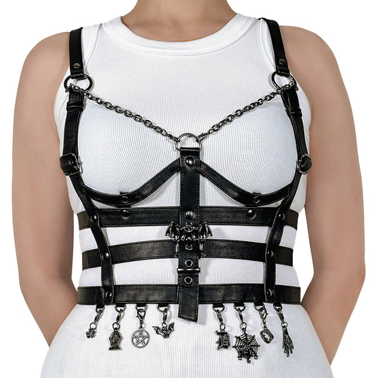 DemoniaCult Women's Clothing DA-118-SM Blk Faux Leather