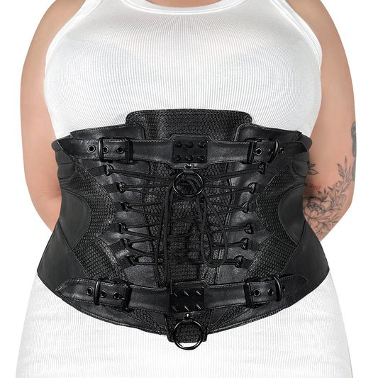 DemoniaCult Women's Clothing DA-310-LXL Blk Str Faux Leather