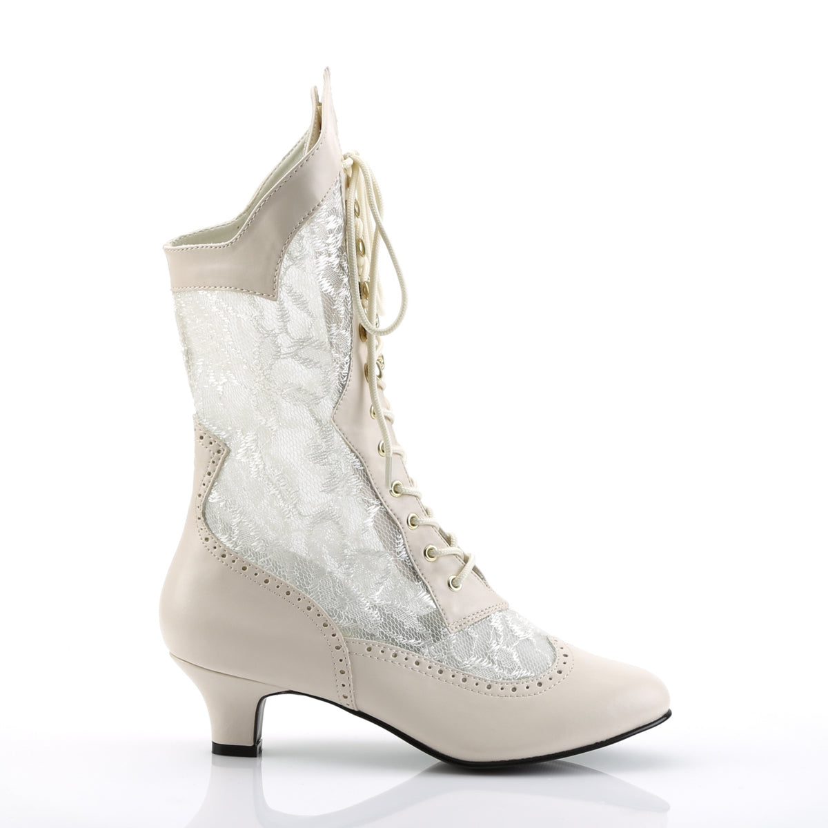 Funtasma Womens Ankle Boots DAME-115 Ivory Pu-Lace