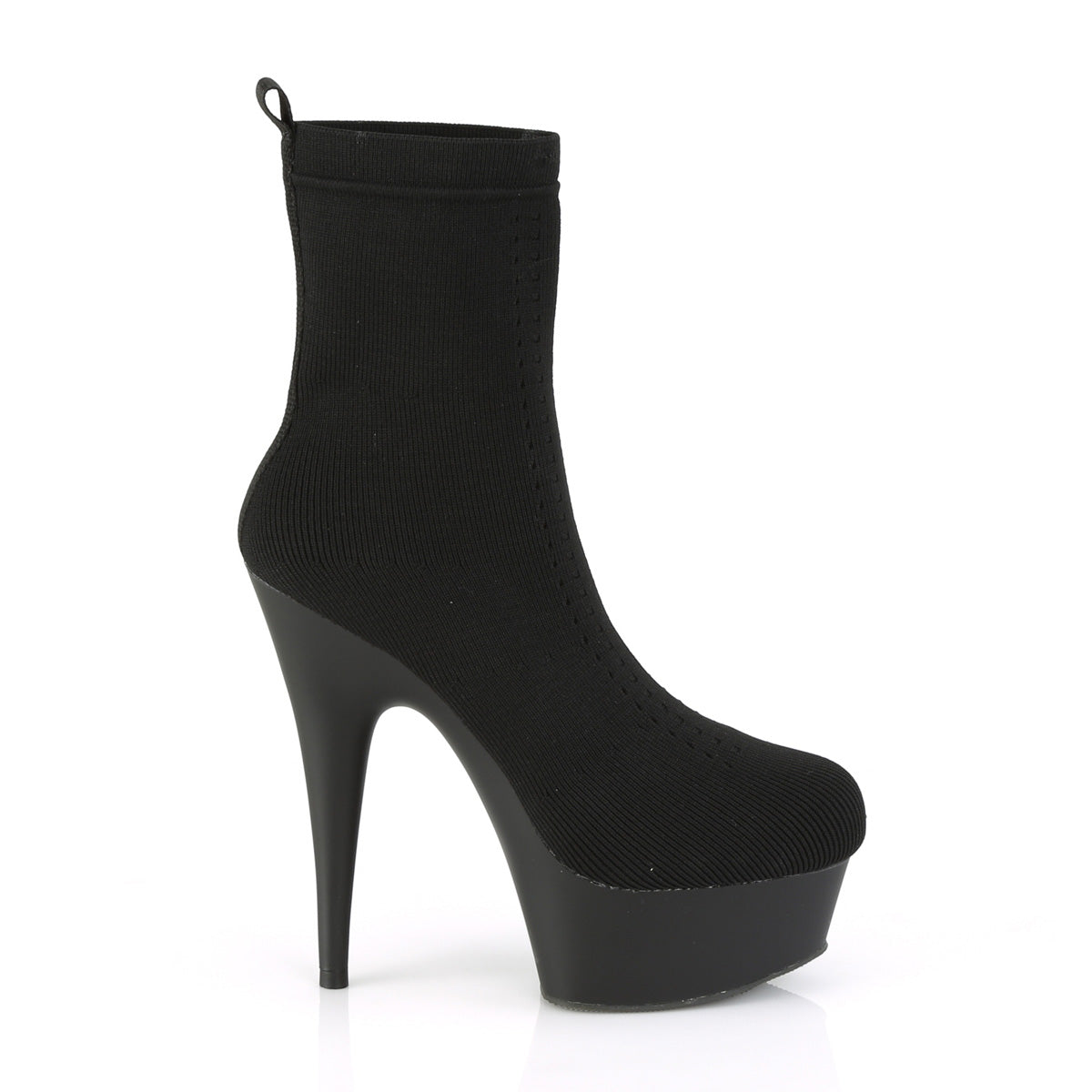 Pleaser Womens Ankle Boots DELIGHT-1002-1 Blk Stretch Knit Fabric/Blk Matte