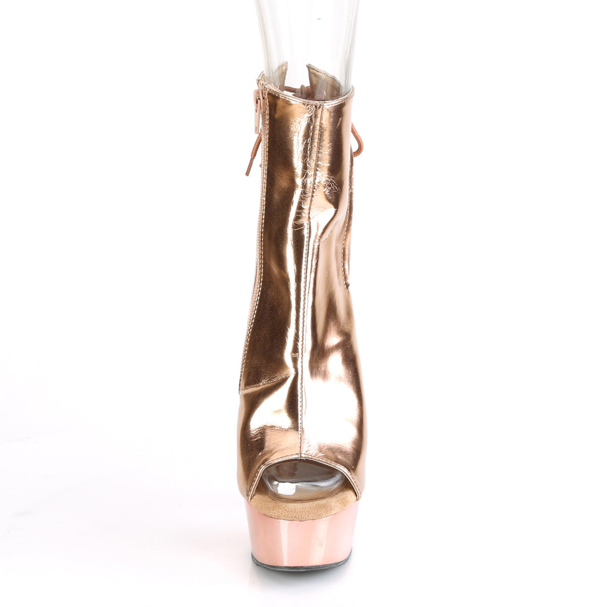 Pleaser Womens Ankle Boots DELIGHT-1018 Rose Gold Metallic Pu/Rose Gold Chrome