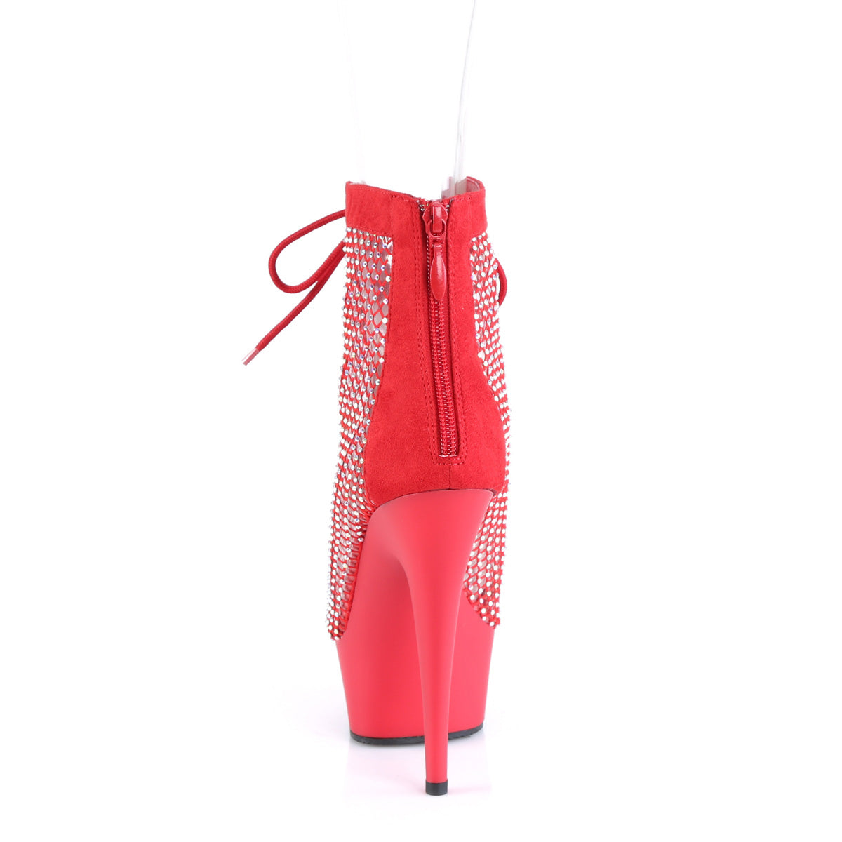 Pleaser Ankle Boots DELIGHT-600-33RM Red Faux Suede-RS Mesh/Red Matte