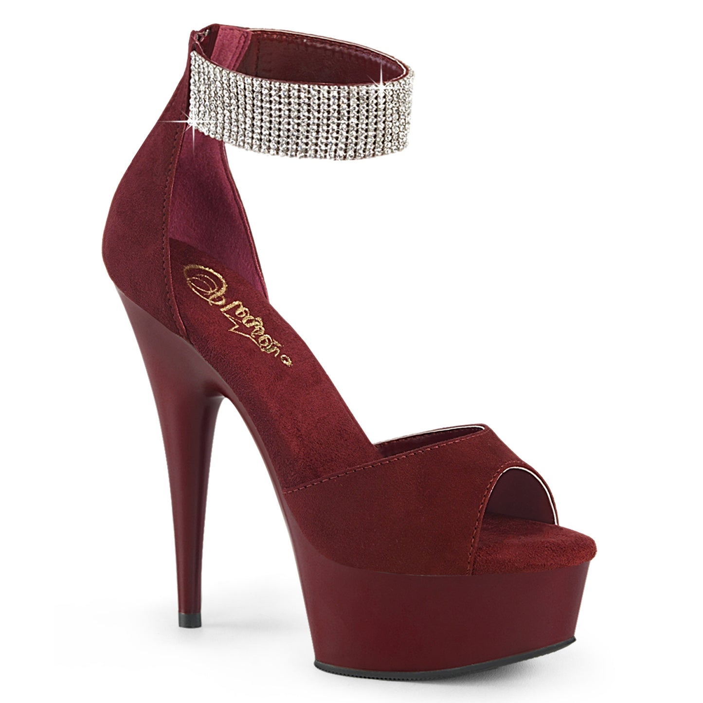 Pleaser DELIGHT-625 Burgundy Faux Suede/Burgundy Matte
