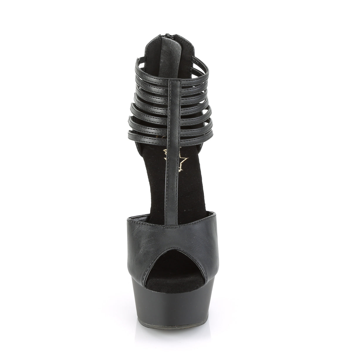 Pleaser Womens Sandals DELIGHT-626 Blk Faux Leather/Blk Matte