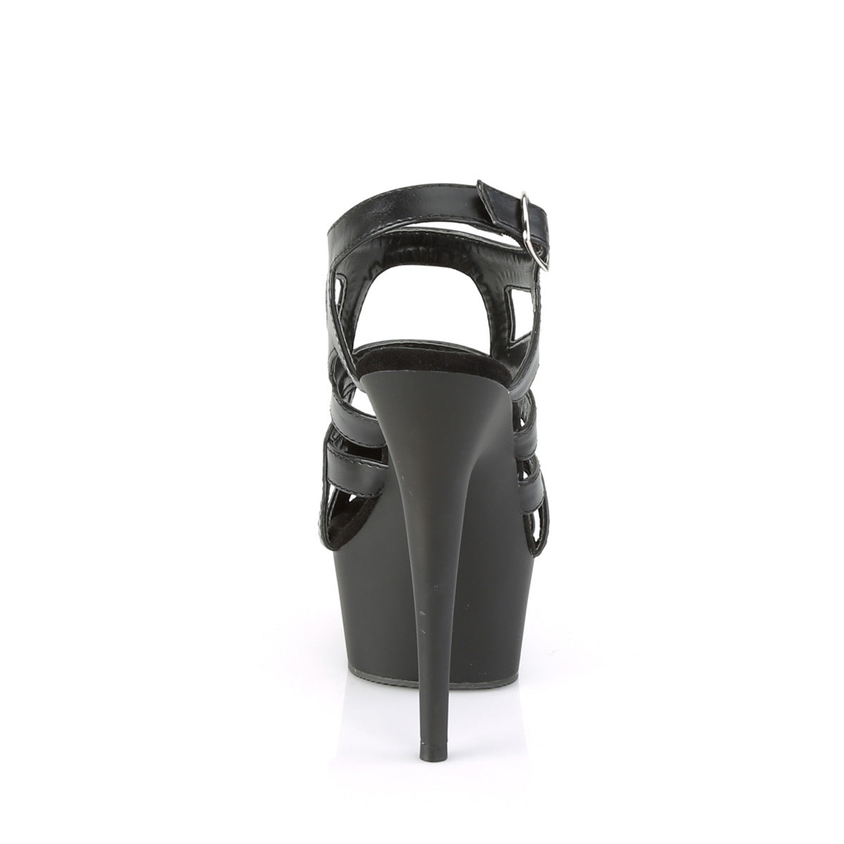 Pleaser Womens Sandals DELIGHT-644 Blk Faux Leather/Blk Matte