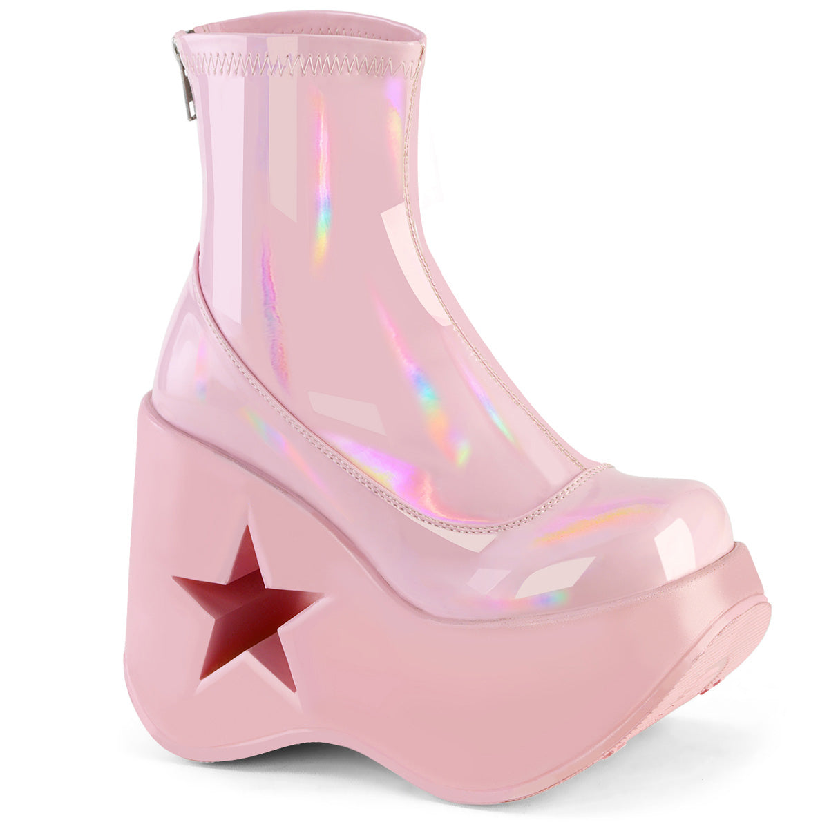 DemoniaCult Ankle Boots DYNAMITE-100 B. Pink Stretch Holo