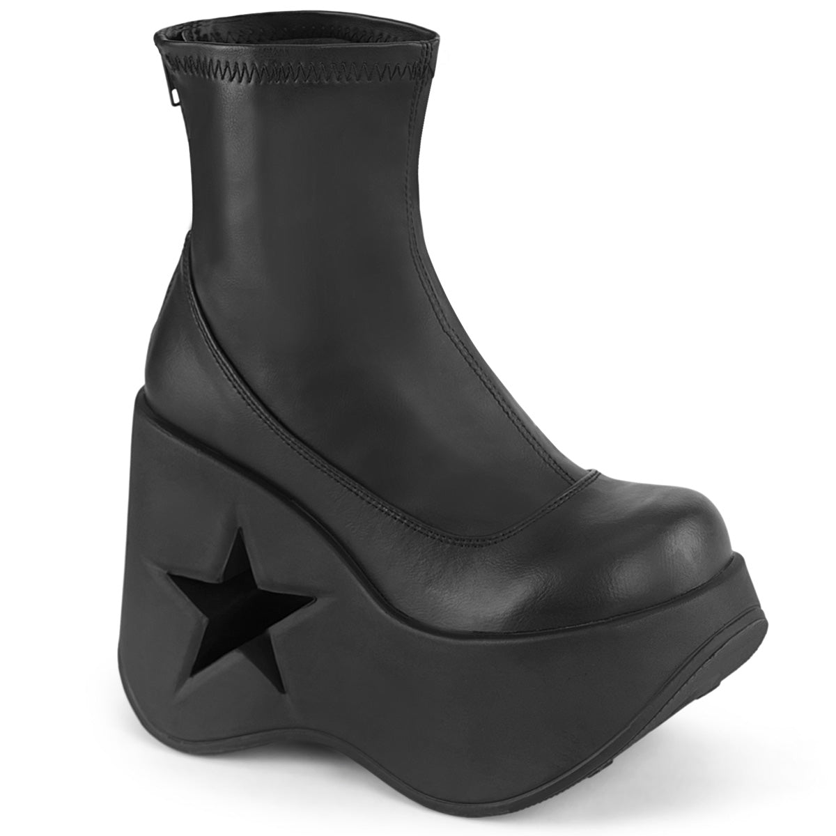 DemoniaCult Ankle Boots DYNAMITE-100 Blk Str Vegan Leather