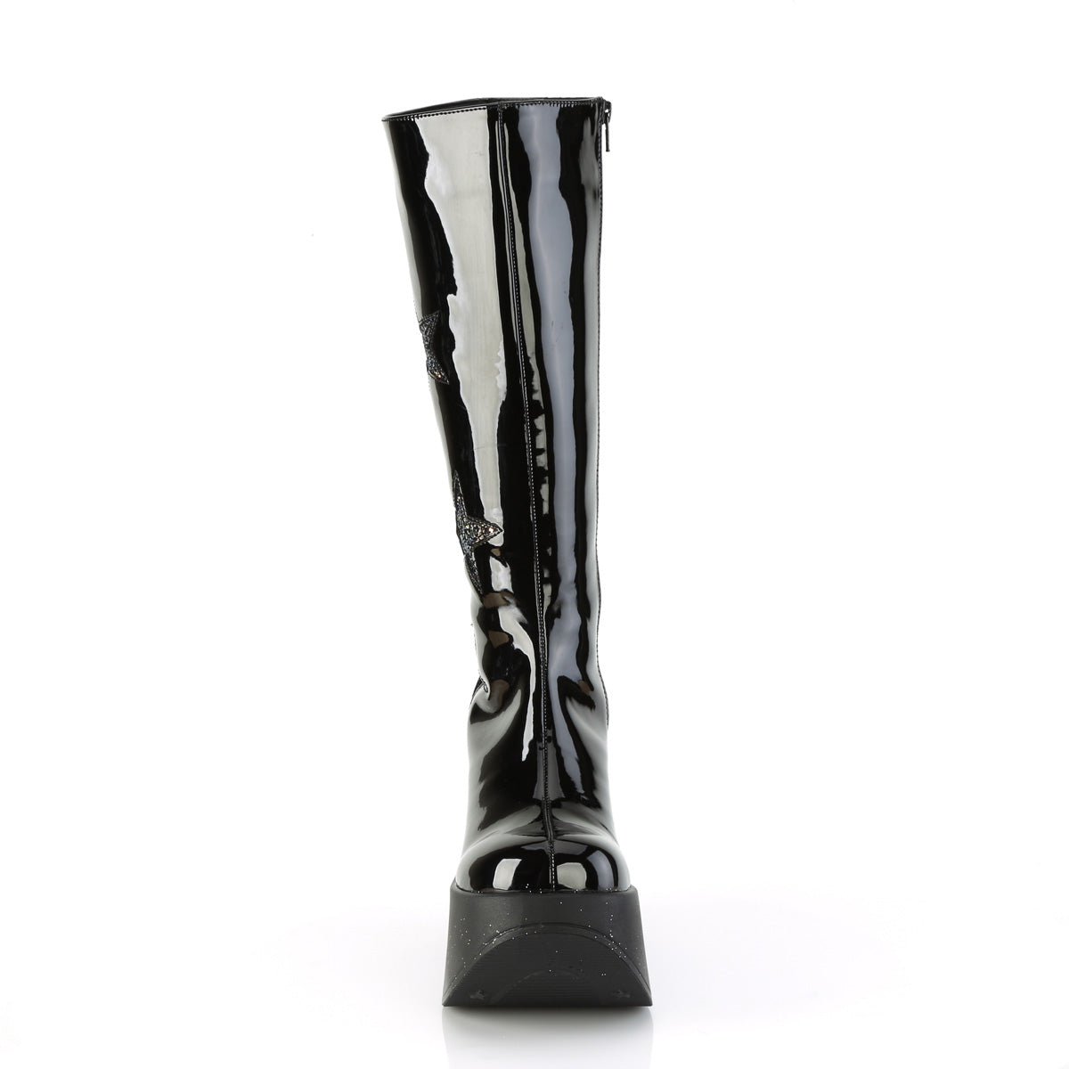 DemoniaCult Boots DYNAMITE-218 Blk Pat-Blk Multi Glitter