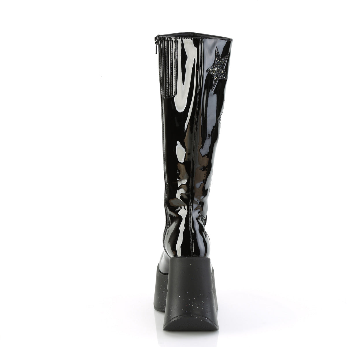 DemoniaCult Boots DYNAMITE-218 Blk Pat-Blk Multi Glitter