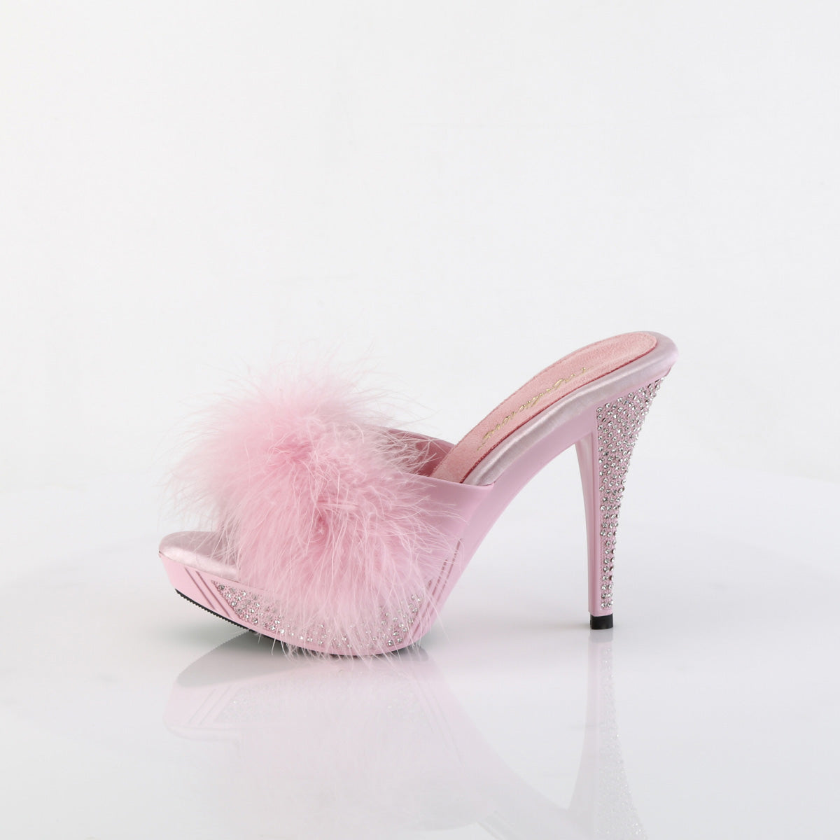 Fabulicious ELEGANT-401F B. Pink Marabou-Faux Leather/B. Pink
