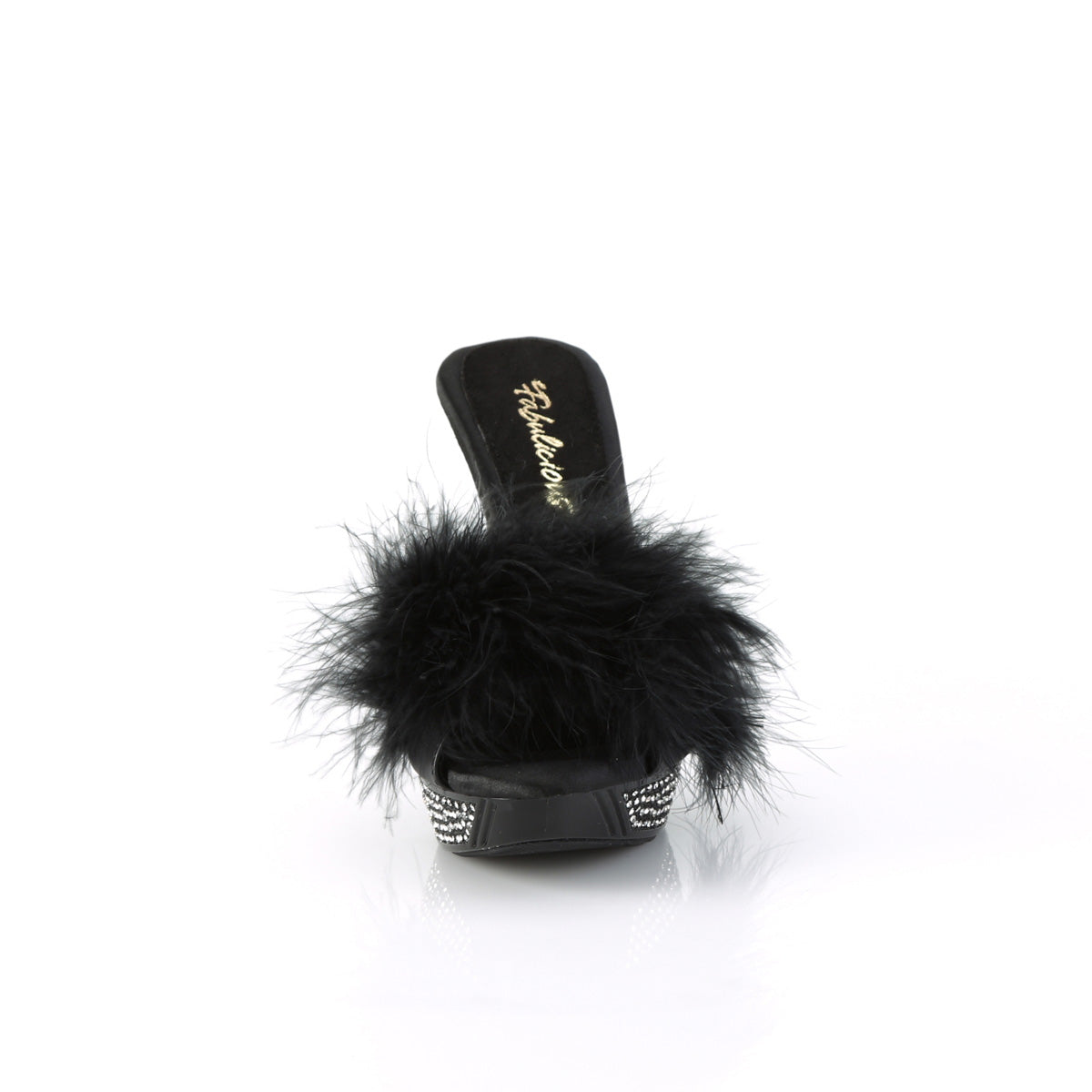 Fabulicious ELEGANT-401F Blk Marabou-Faux Leather/Blk