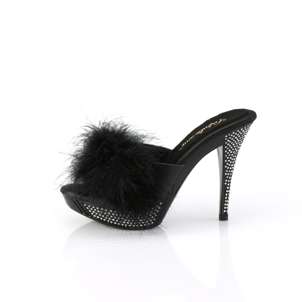 Fabulicious ELEGANT-401F Blk Marabou-Faux Leather/Blk