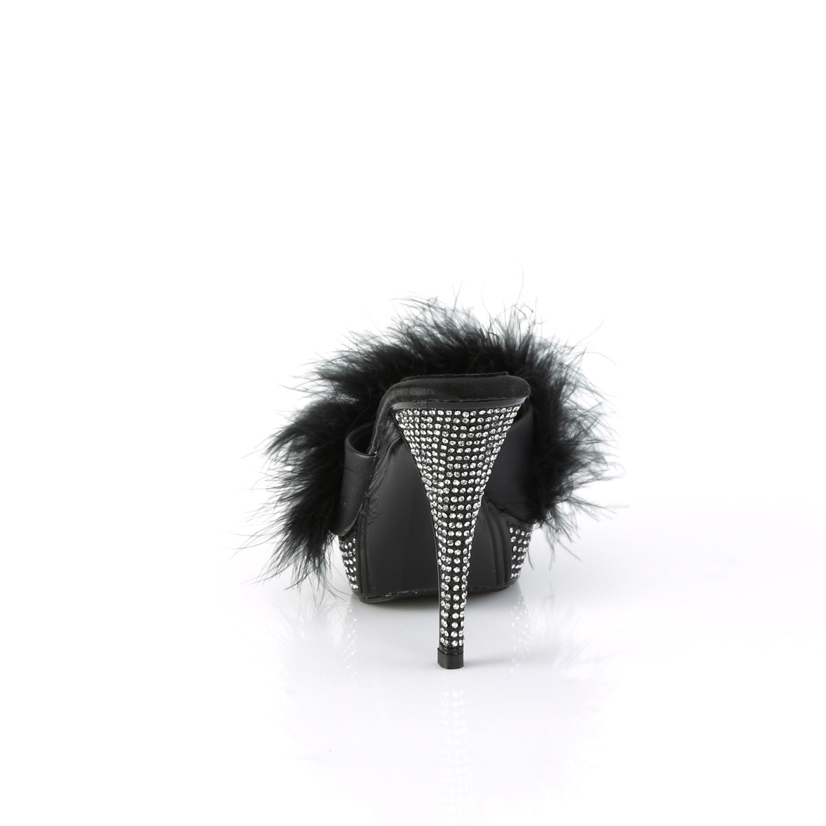 Fabulicious ELEGANT-401F Blk Marabou-Faux Leather/Blk