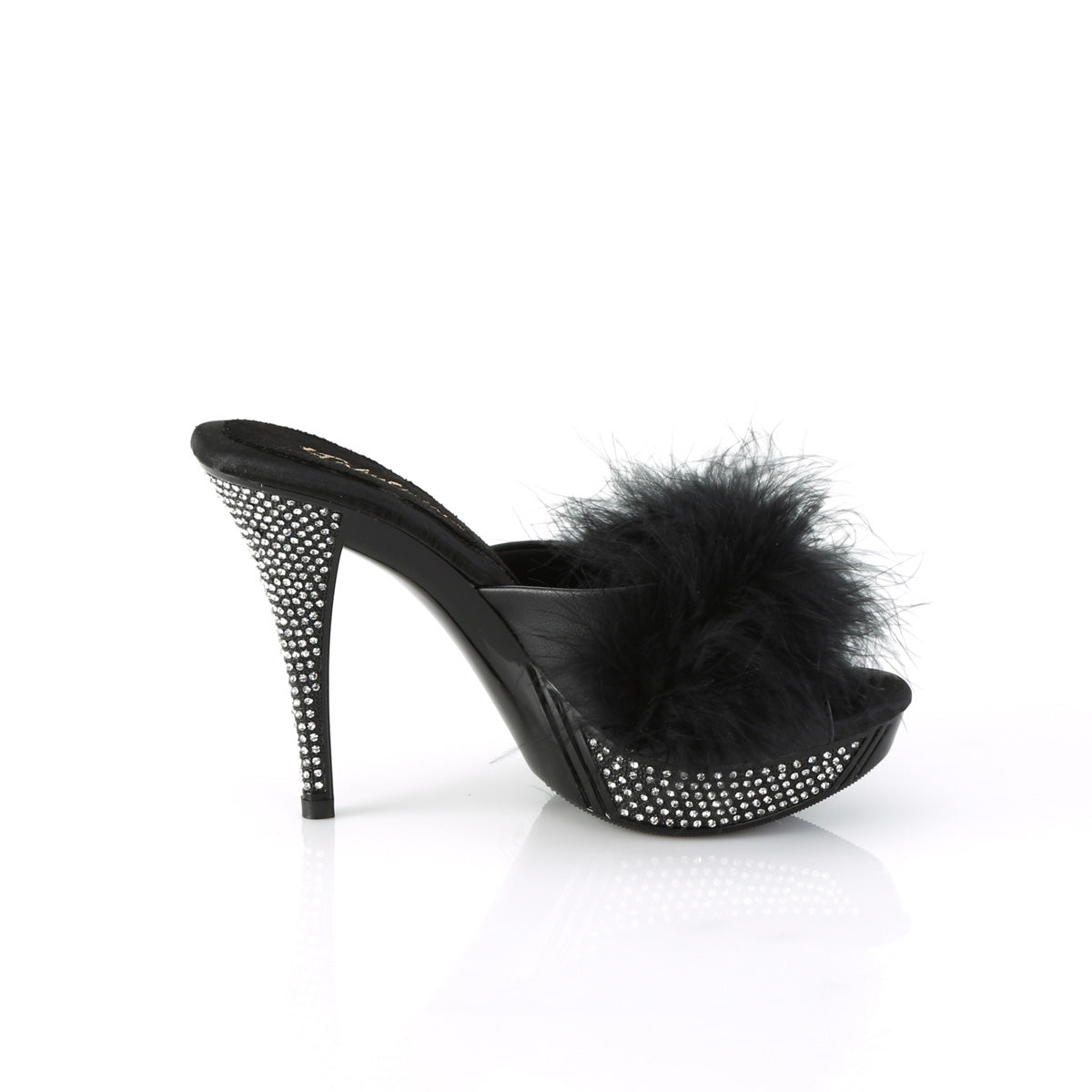 Fabulicious ELEGANT-401F Blk Marabou-Faux Leather/Blk