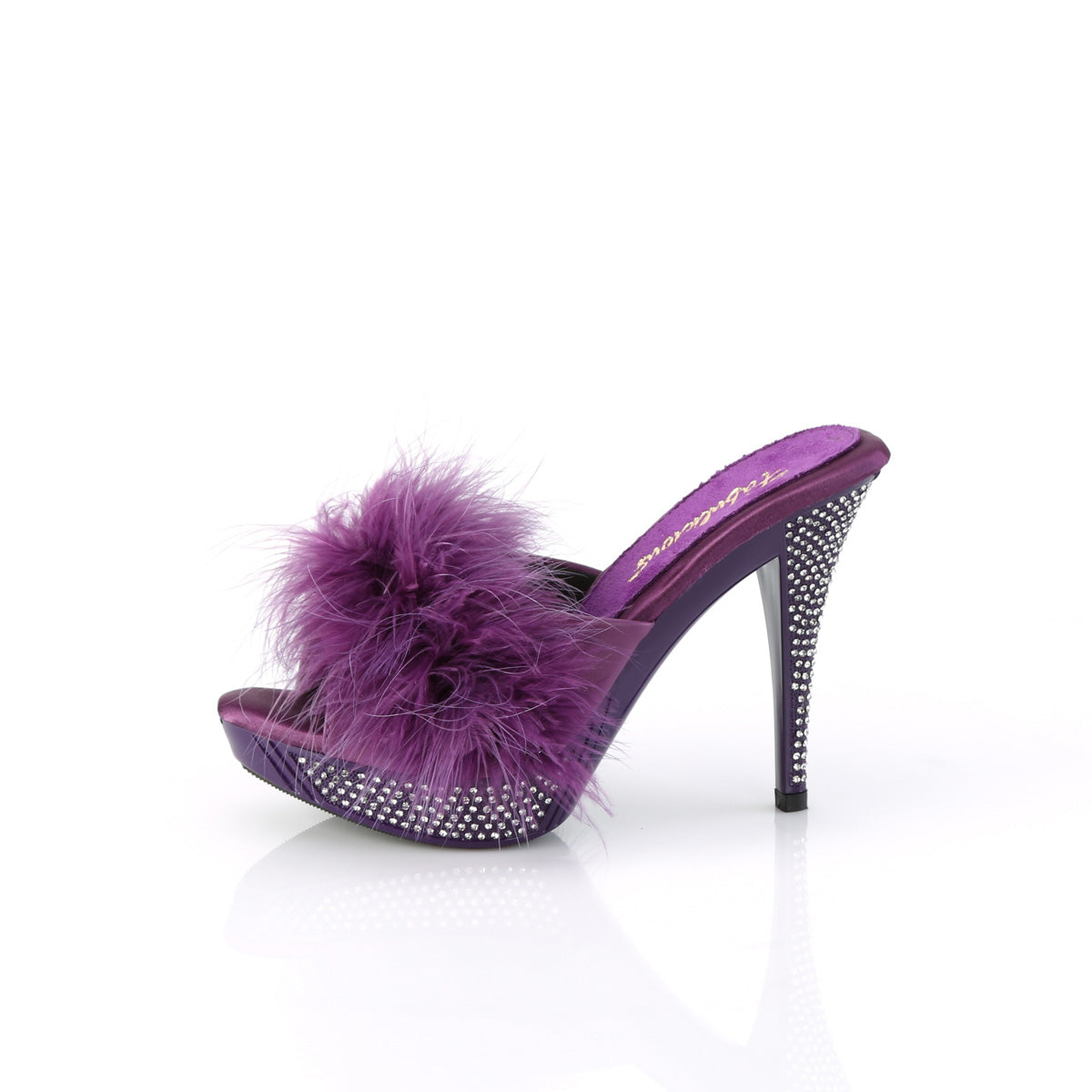 Fabulicious ELEGANT-401F Purple Marabou-Faux Leather/Purple