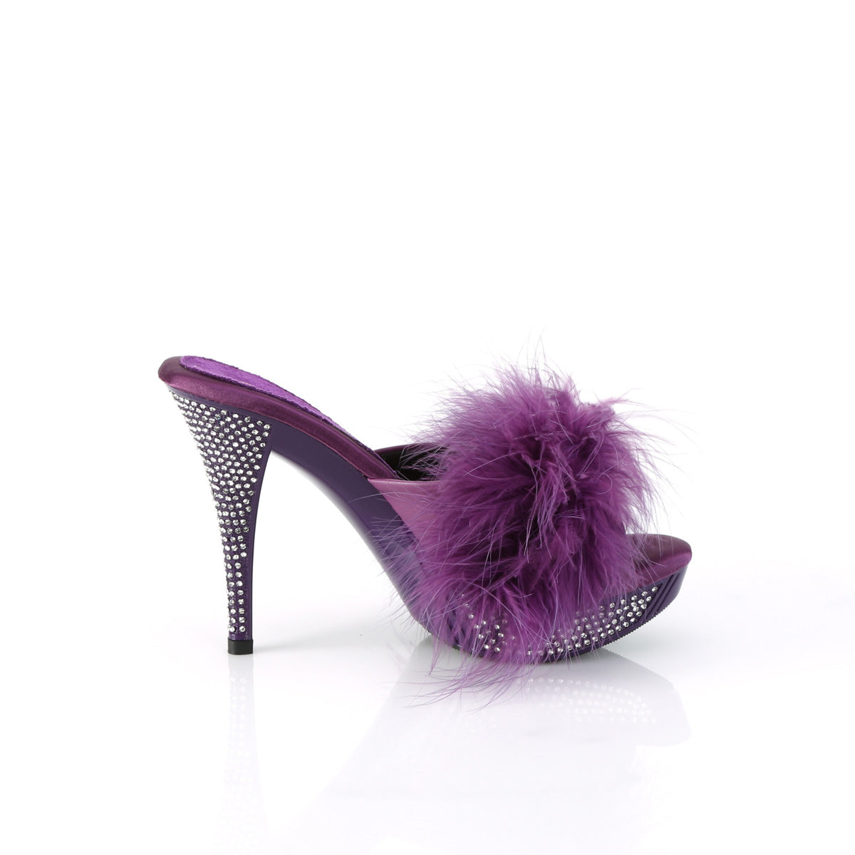 Fabulicious ELEGANT-401F Purple Marabou-Faux Leather/Purple
