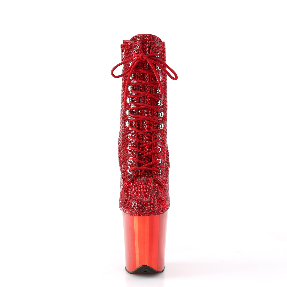 Pleaser Ankle Boots FLAMINGO-1020CHRS Red RS/Red Chrome