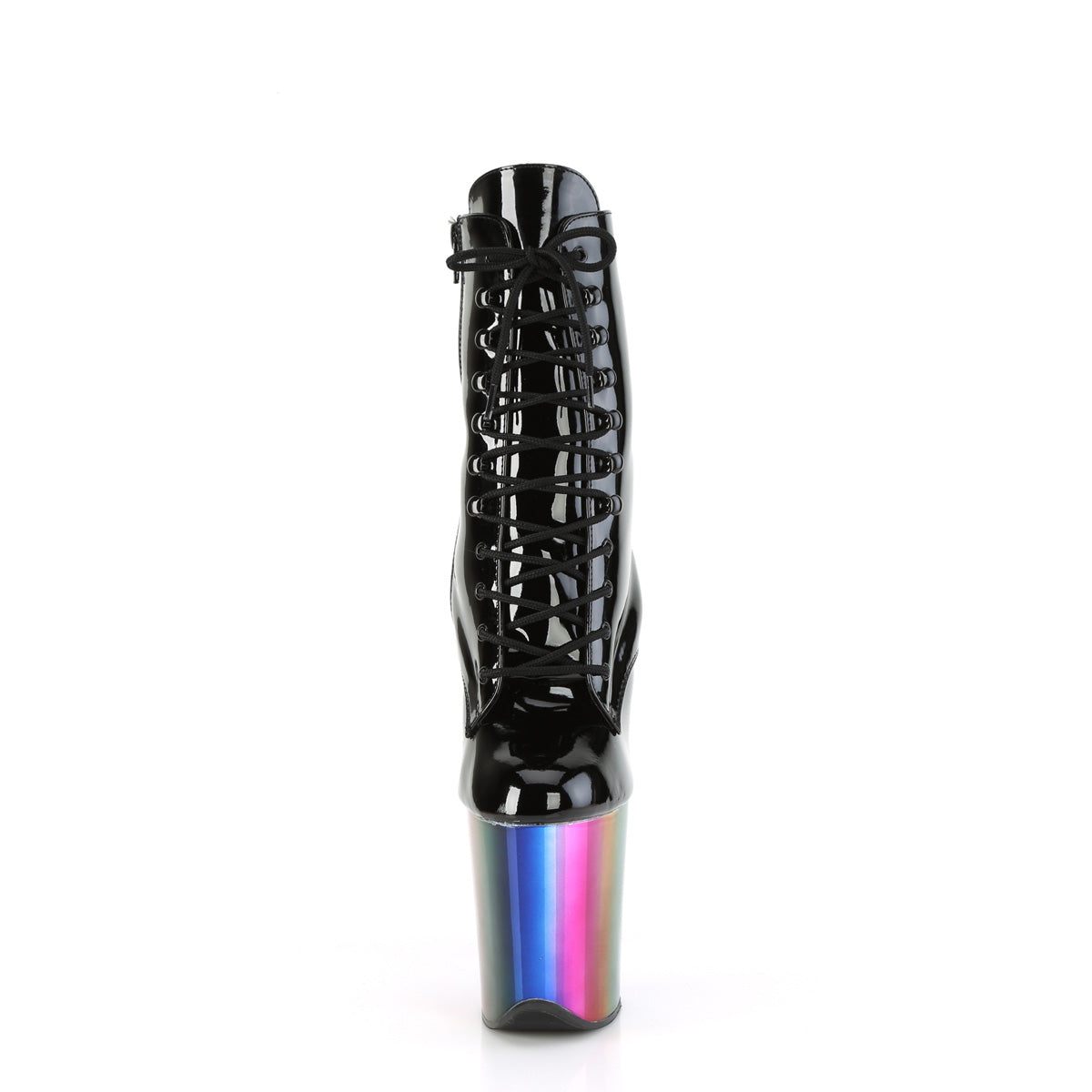 Pleaser Ankle Boots FLAMINGO-1020RC Blk Pat/Rainbow Chrome