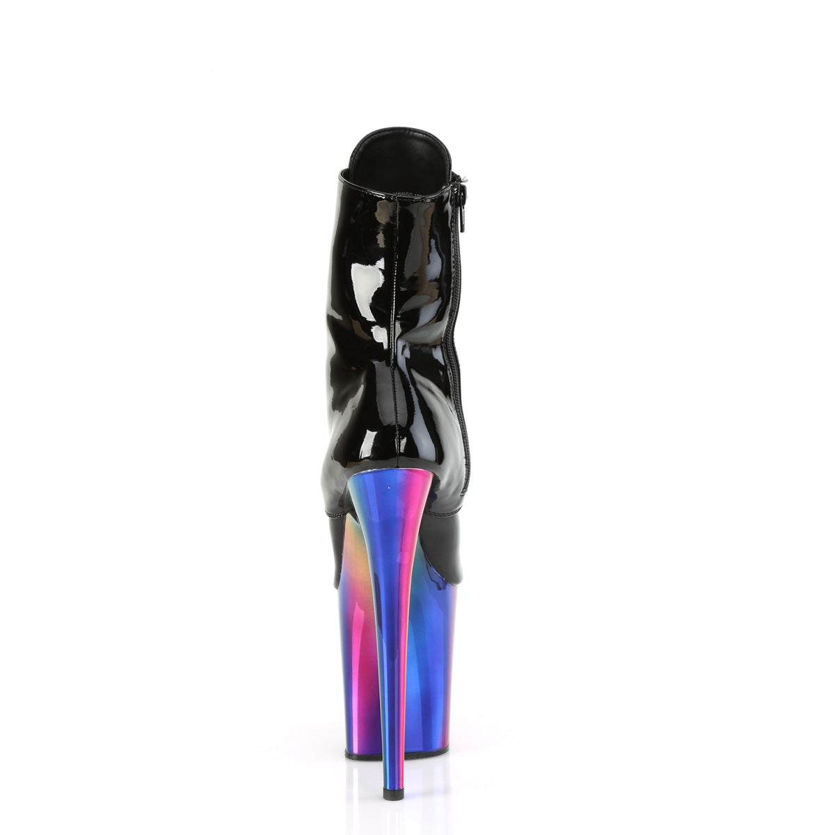Pleaser Ankle Boots FLAMINGO-1020RC Blk Pat/Rainbow Chrome