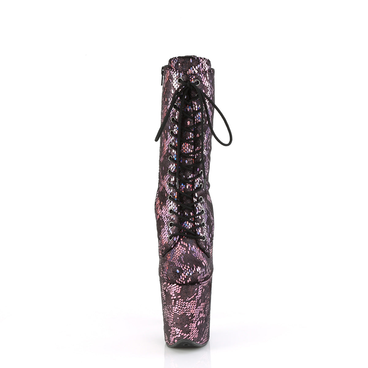 Pleaser FLAMINGO-1040SPF B. Pink Metallic Holo Snake Print Fabric/M