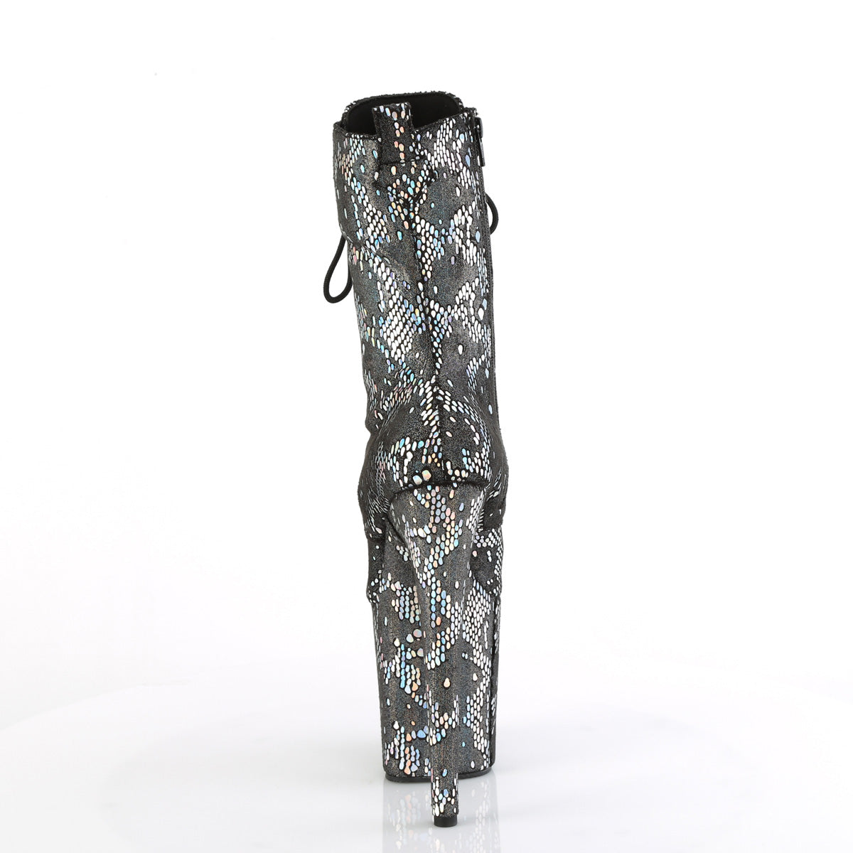 Pleaser FLAMINGO-1040SPF Silver Metallic Holo Snake Print Fabric/M