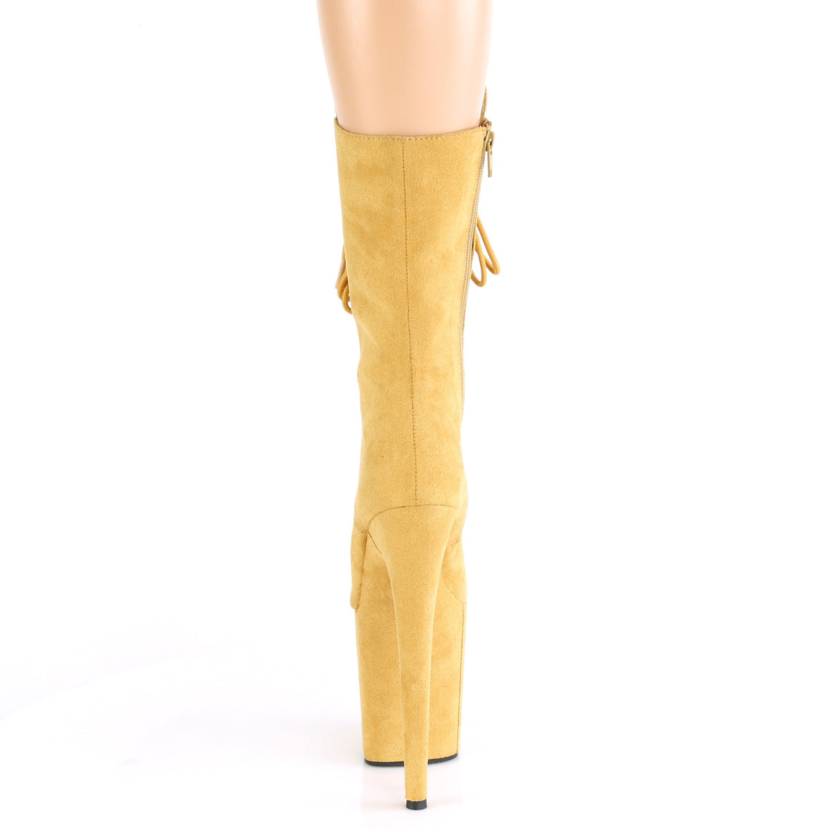 Pleaser Womens Ankle Boots FLAMINGO-1050FS Mustard Faux Suede/Mustard Faux Suede
