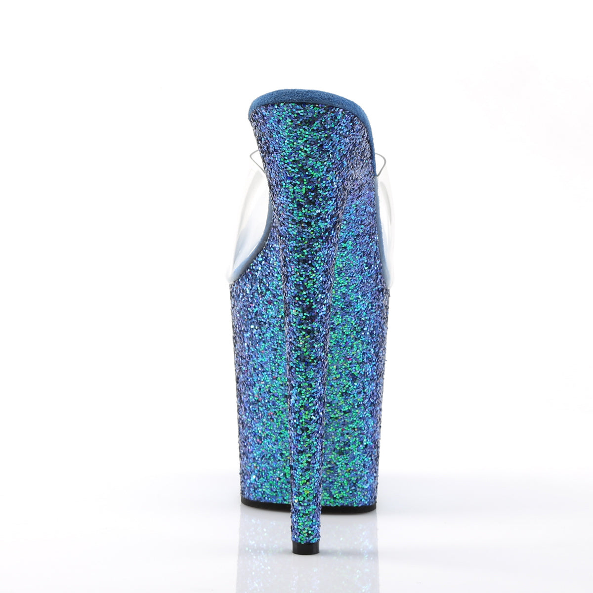 Pleaser Womens Sandals FLAMINGO-801LG Clr/Blue Holo Glitter
